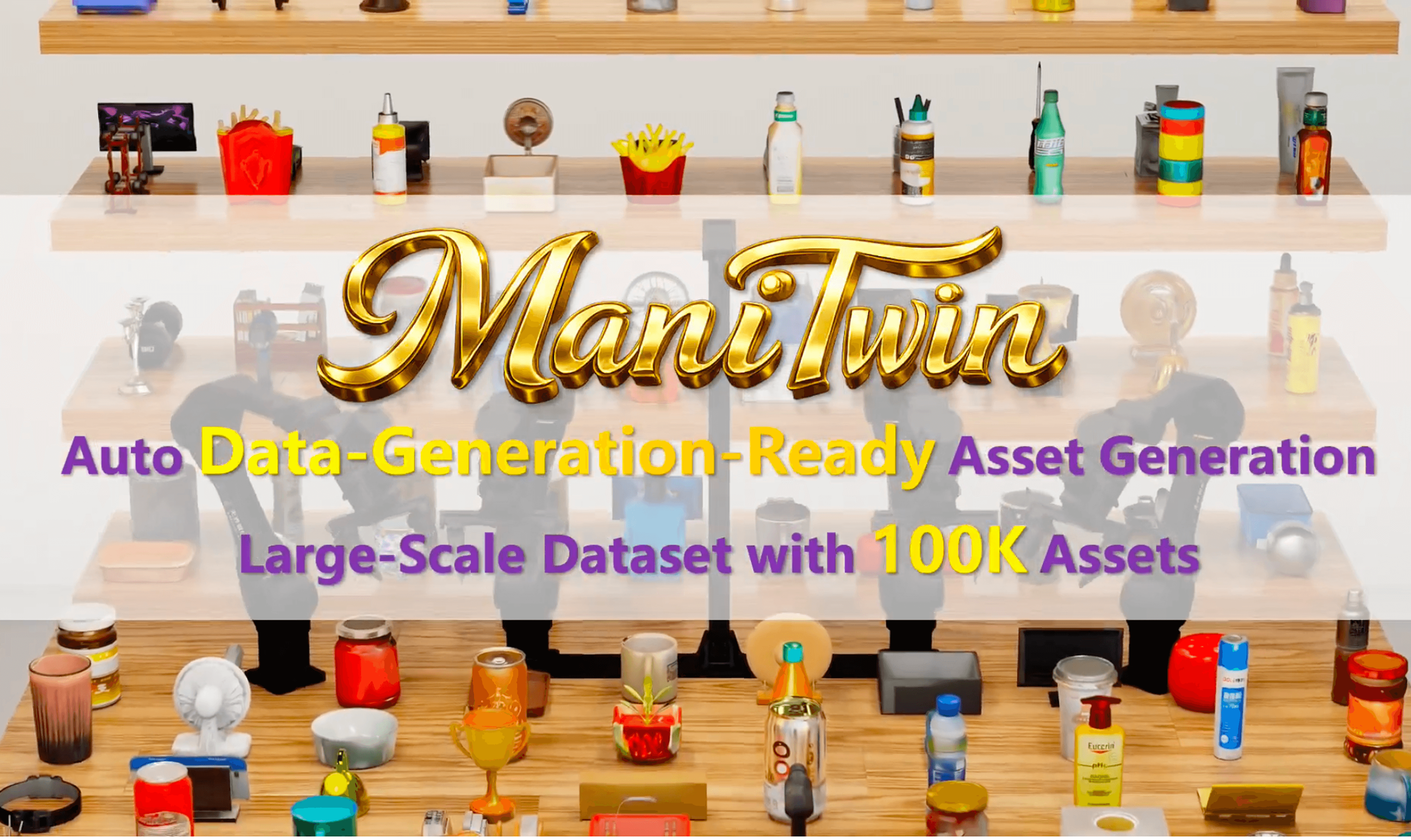 ManiTwin's 100,000-object manipulation-ready dataset